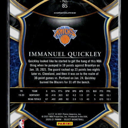 2021 Panini Select Immanuel Quickley #85 RC