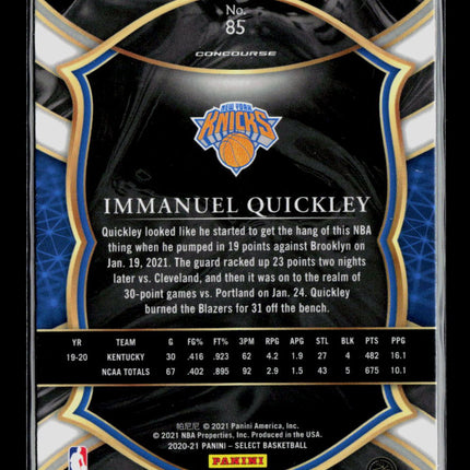 2021 Panini Select Immanuel Quickley #85 RC