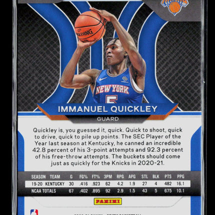 2021 Panini Prizm Immanuel Quickley #296 RC