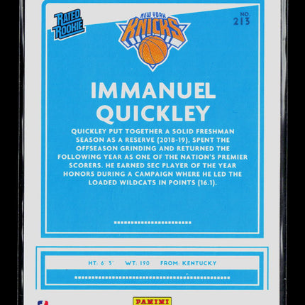 2020 Panini Donruss Basketball Immanuel Quickley #213 Rookie