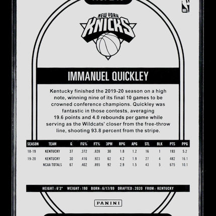 2020 Panini Hoops Immanuel Quickley #249 Purple RC