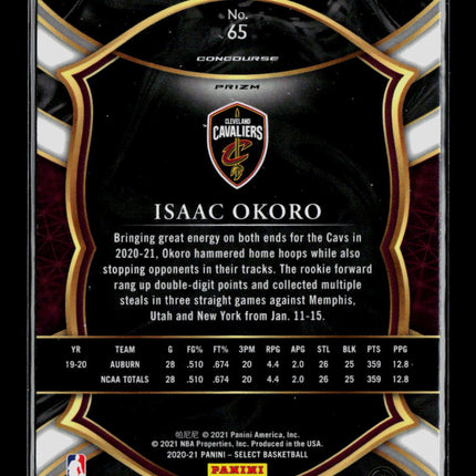 2021 Panini Select Isaac Okoro #65 Green and Purple Prizm RC