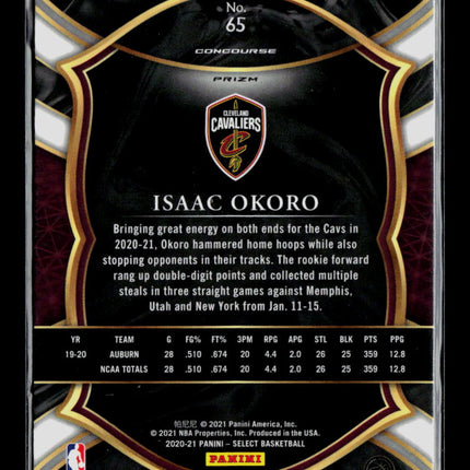 2021 Panini Select Isaac Okoro #65 RC Silver