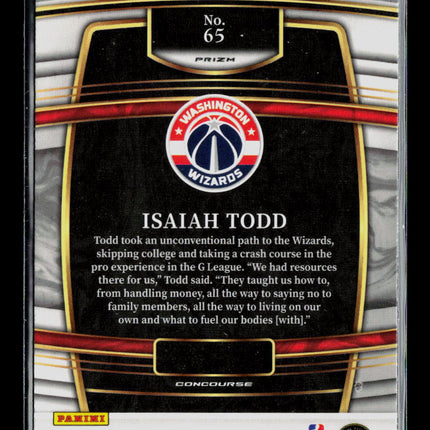 2022 Panini Select Isaiah Todd #65 Disco Prizm RC