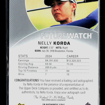 2024 Upper Deck SP Authentic Nelly Korda #SPA-NK Future Watch /299 Auto