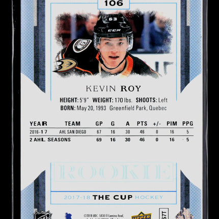 2017 Upper Deck The Cup Kevin Roy #106 Rookie /249