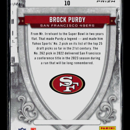 2025 Panini Rookies & Stars Crusade Prizm Brock Purdy #10 Red