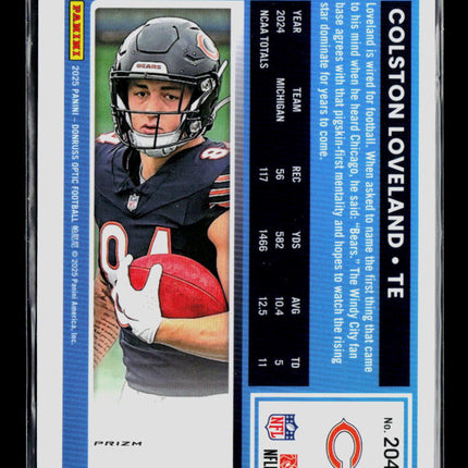 2025 Panini Donruss Optic Football Colston Loveland #204 Purple Shock