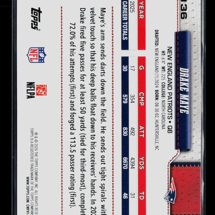 2026 Topps Drake Maye #136 Holo
