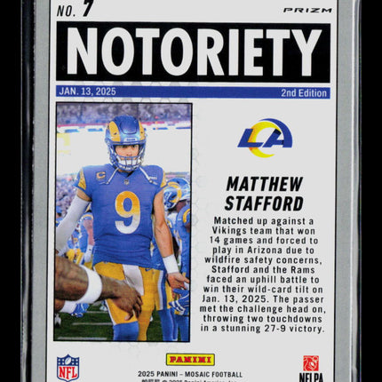 2025 Panini Mosaic Matthew Stafford #7 Orange
