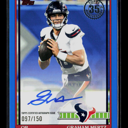 2026 Topps Flagship Football Graham Mertz #91AC-GM Blue 097/150 Auto