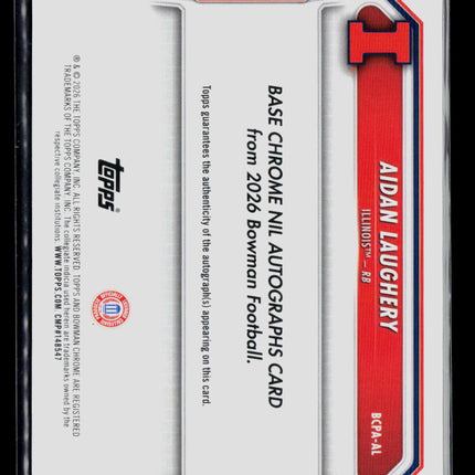 2026 Bowman Chrome Football Aidan Laughery #BCPA-AL Green 12/99 Auto