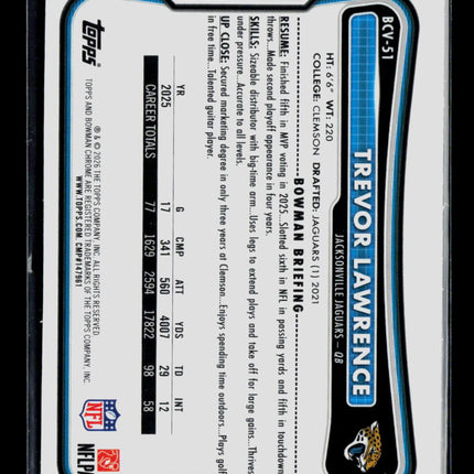 2026 Bowman Chrome Trevor Lawrence #BCV-51 Speckle