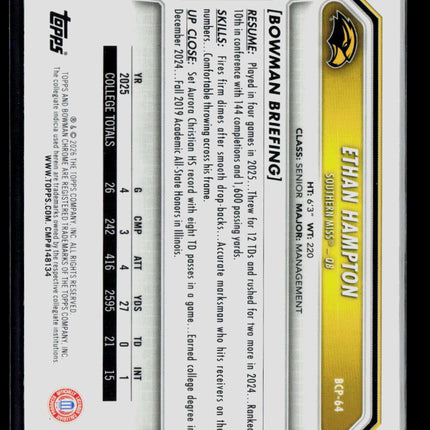 2026 Bowman Chrome University Ethan Hampton #BCP-64