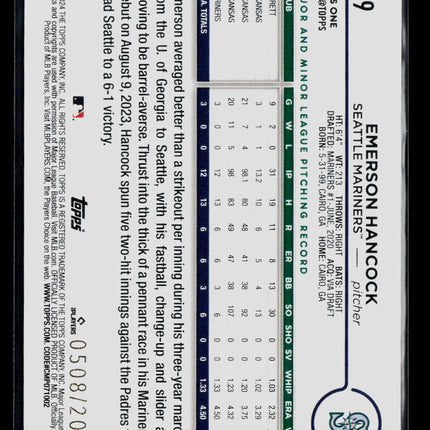 2024 Topps Series 1 Emerson Hancock #39 Gold RC /2024
