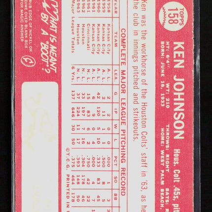 1964 Topps Ken Johnson #158