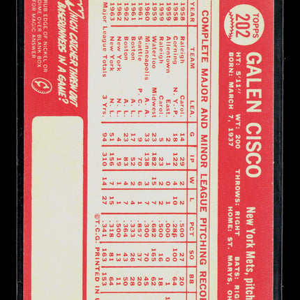 1964 Topps Galen Cisco #202