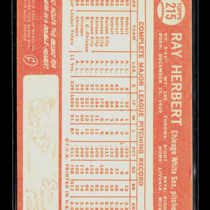 1964 Topps Ray Herbert #215