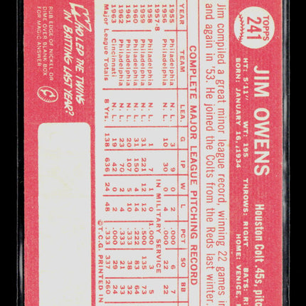 1964 Topps Jim Owens #241