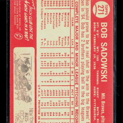 1964 Topps Bob Sadowski #271