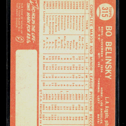 1964 Topps Bo Belinsky #315
