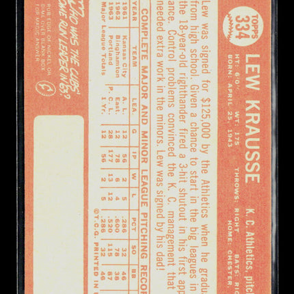1964 Topps Lew Krausse #334