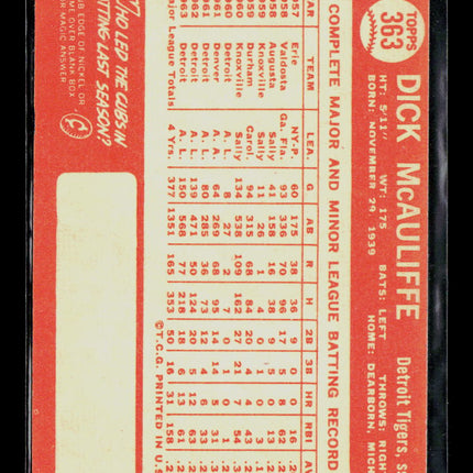 1964 Topps Dick McAuliffe #363