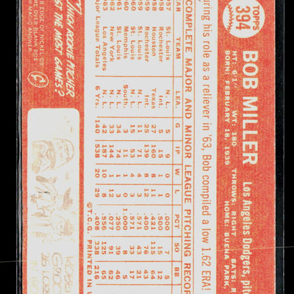 1964 Topps Bob Miller #394