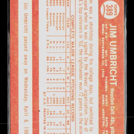 1964 Topps Jim Umbricht #389