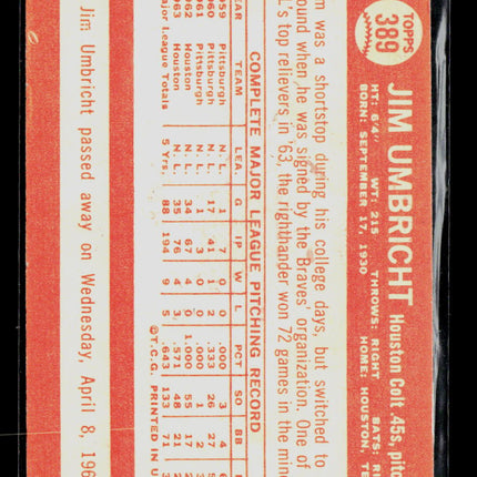 1964 Topps Jim Umbricht #389