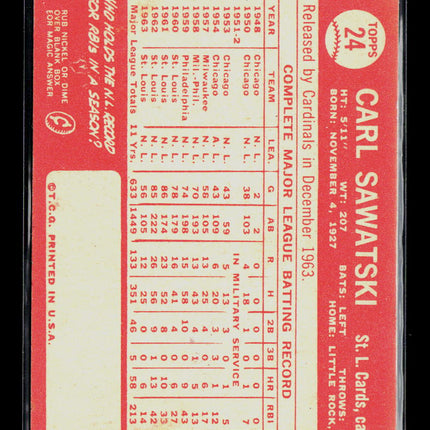 1964 Topps Carl Sawatski #24