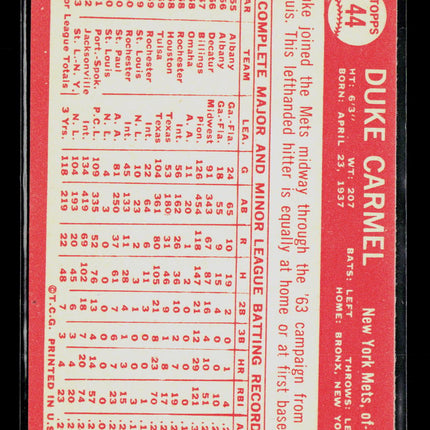 1964 Topps Duke Carmel #44