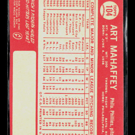 1964 Topps Art Mahaffey #104
