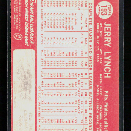 1964 Topps Jerry Lynch #193
