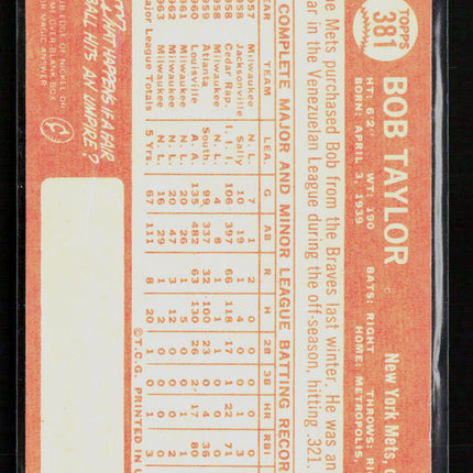 1964 Topps Bob Taylor #381