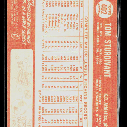 1964 Topps Tom Sturdivant #402