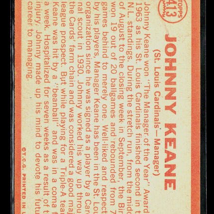 1964 Topps Johnny Keane #413