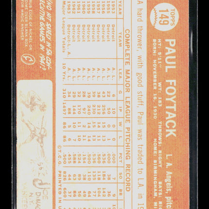 1964 Topps Paul Foytack #149