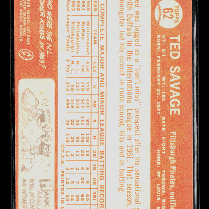 1964 Topps Ted Savage #62