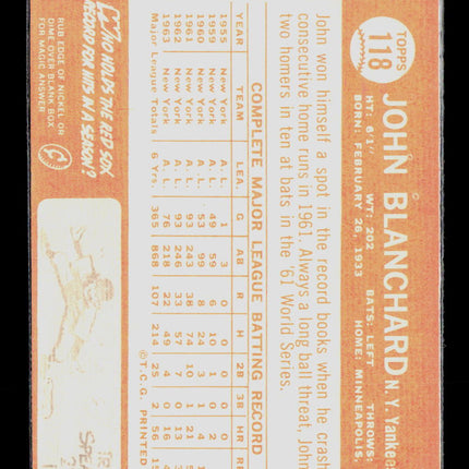 1964 Topps John Blanchard #118