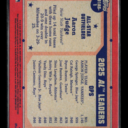 2026 Topps Series 1 Aaron Judge #91AS-1 Silver Foil