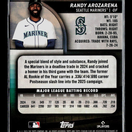 2025 Topps Stadium Club Randy Arozarena #170 Green