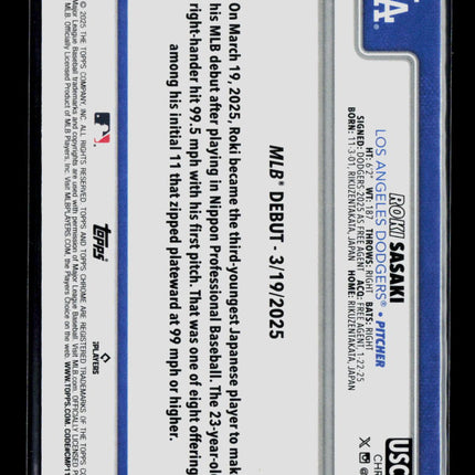 2025 Topps Chrome Update Roki Sasaki #USC73 RC
