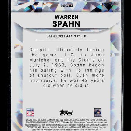 2022 Topps Chrome Diamond Greats Warren Spahn #DGC-63
