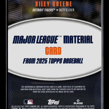 2025 Topps Major League Material Riley Greene #MLM2-RG Jersey