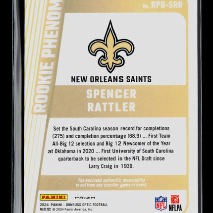 2024 Panini Donruss Optic Spencer Rattler #RPB-SRR Blue RC Jersey