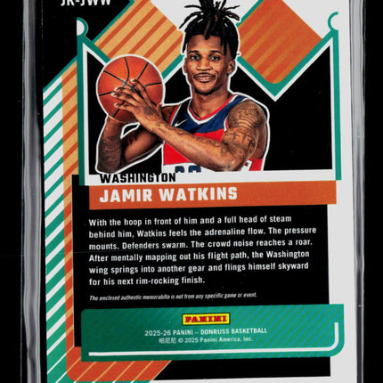 2025 Panini Donruss Jersey Kings Jamir Watkins #JK-JWW RC Jersey