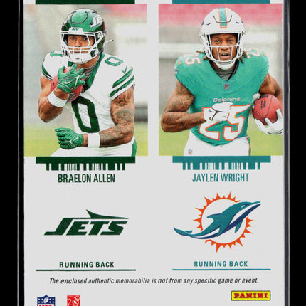 2025 Panini Contenders Football Braelon Allen Jaylen Wright #DA-10 Jersey