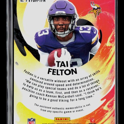 2025 Panini Donruss Optic Tai Felton #FYFBH-TFN RC Jersey