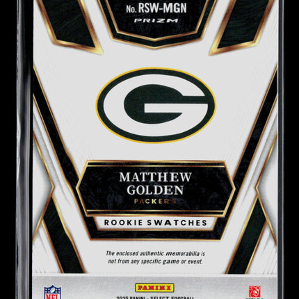 2026 Panini Select Matthew Golden #RSW-MGN Blue Prizm RC Jersey